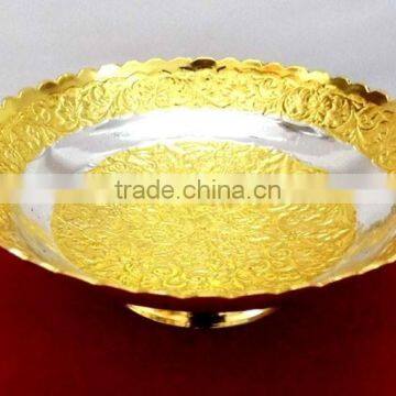 New design made in India promotional gift, corporate gift item gold and silver plated brass bowl