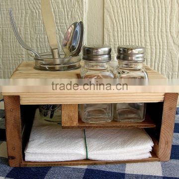 kitchen organizer - Picnic Table Caddy - Silverware Salt and Pepper Napkin Candle Holder