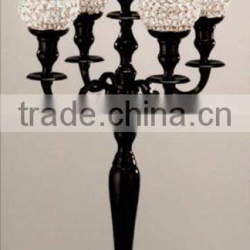 black Candelabra/black candelabra with crystal/black wedding table candelabra