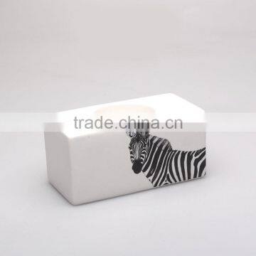 High Quality Zebra and Beer Rectangle Ceramic Candle Holder photo-4