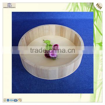 Chinese supplier popular unfinished round storaging paulownia wooden tray