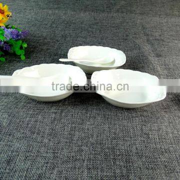 Corporate Gift 2016 3pcs White Ceramic Bowl With Spoon Set In Gift Box photo-2