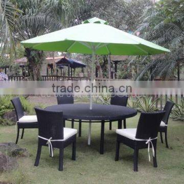 Modern Design Black Rattan Dining Table With Umbrella