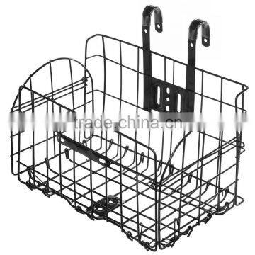 Metal Wire Fold-Up Bicycle Handlebar Front Storage Bike Basket / Cargo Rack with Bracket