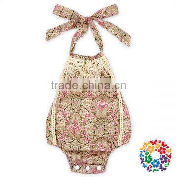 New Design Infant Baby Summer Tassel Halter Maize Floral Baby Romper photo-3