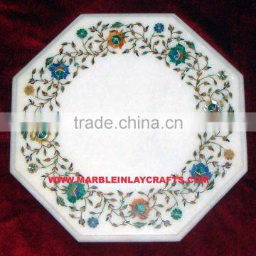 White Marble Inlay Coffee Table Top, Marble Inlay Table Top