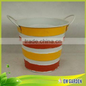 Anti-corrosion Home & Garden Decor Stripe Metal Flat Flower Pot photo-3