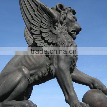 Animal Metal Bronze Garden Life Size Winged Lion Statue for Sale photo-2