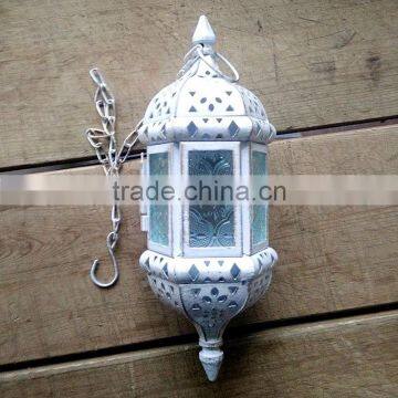 Morocco Europe White Iron Candlestick Hanging Ornaments Holders Multi Color Glass Wedding Candle Holder Free Shipping photo-4