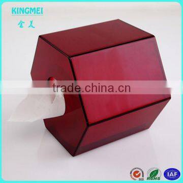2015 Luxury New Arrival Wall Mounted Hexagon Red Acrylic Tissue Box Holder photo-2