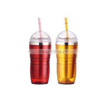 450ml Stainless Steel Inner Steel Outer Plastic Double Layer Cup With Straw photo-4