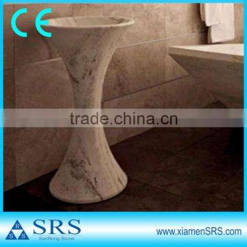 Bathroom white travertine stone pedestal sink