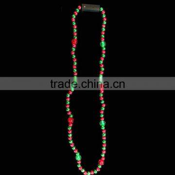 Deluxe blinking jewelry christmas party plastic beads color changing red green lights led flashing high quality necklace