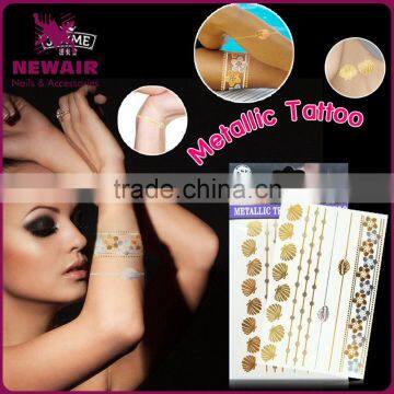 Metallic fashion shiny body art temporary tattoo sticker