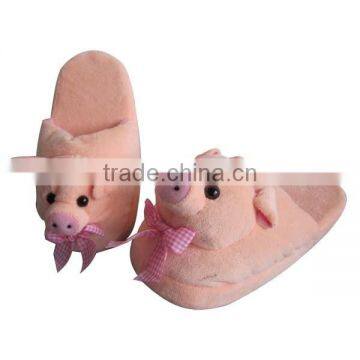 Custom warming home slippers pink pig plush adult indoor slipper