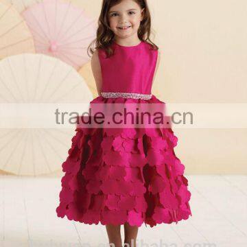 High Quality Satin Beaded Baby Gown Red Flower Girls Dresses photo-2