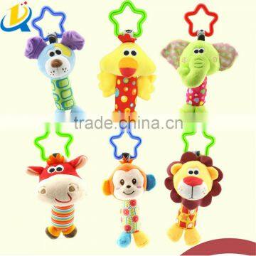 Lovely animal shape plush hanging toy baby bed bell wholesale