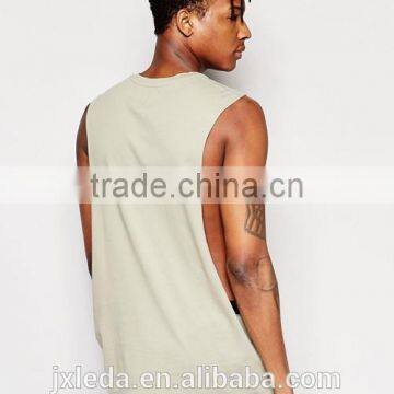 Soft Cotton Longline Sleeveless T-shirt Vest, OEM Men Tee Shirt Cheap Price photo-2