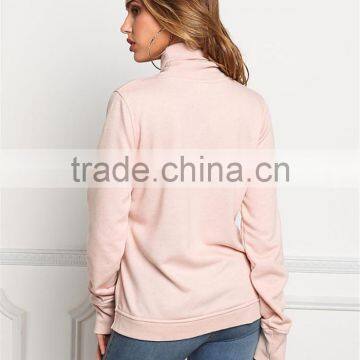 MGOO Customized Pink Distressd Hoodies For Ladies 100 Cotton Terry Tops Turtle Neck Long Sleeves Sweatshirts photo-6