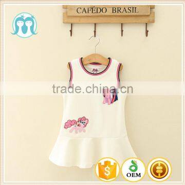 Clothing Sets Casual Child dress From China Suppliers clothes design with fish cut white Cute Printed dresses