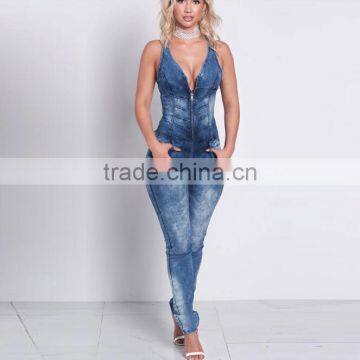 Zm50320b Women Long Trousers Jeans Sexy Hollow Out Slim Ladies Jumpsuits photo-2