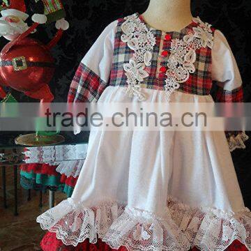 Girls Classic Long Sleeved Plaid Vintage Lace Embellished Nightgown Baby Christmas Sleepwear photo-6