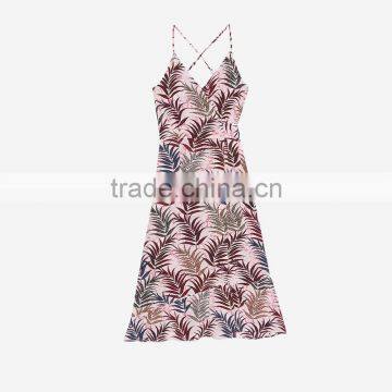 V-neck Thin Straps Jungle Printed Ruffled Hem Wraparound Maxi Dress photo-6