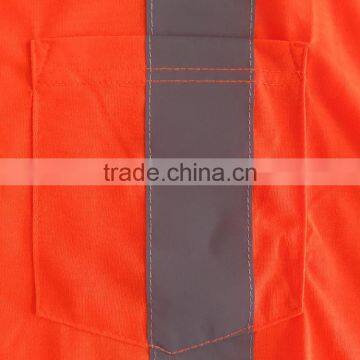 Manufacturer Mens High Visibility Orange Short Sleeve Chest Pocket Reflective Safety T-shirt photo-5