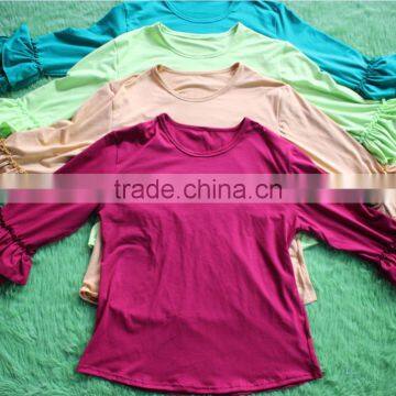 Plus Size Cotton Mom Shirts Solid Color Ruffle Top 3/4 Sleeves Lady Blouse Wholesale Mom Top Spring Summer Women Clothes photo-2