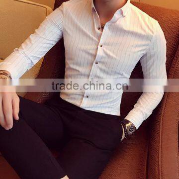 In the spring of 2017 men's shirts striped long sleeved young Korean business casual all-match wrinkle free shirt