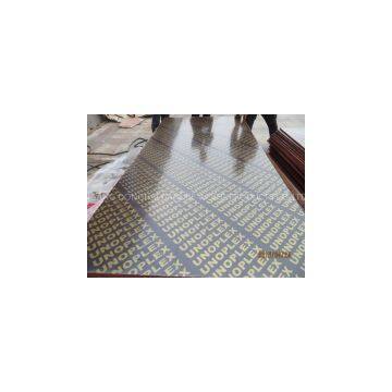 UNOPLEX  BRAND FILM FACED PLYWOOD. MR GLUE, POPLAR CORE, BROWN PRINTED FILM