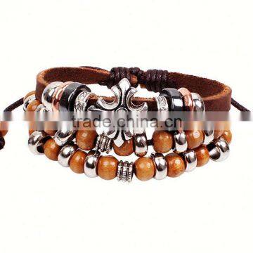 Wholesale Charm Leather Bracelet Fashion Lapis Lazuli Wrap Bracelet photo-2