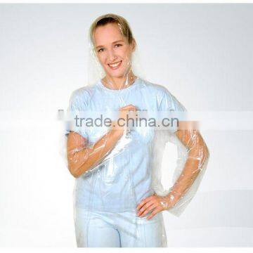 Disposable clear waterproof PE raincoat/rainwear