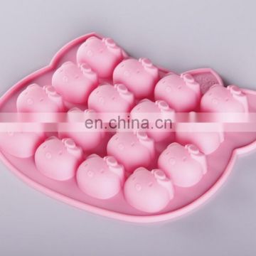 Pink cat shape non stick silicone moldes+do+chocolate