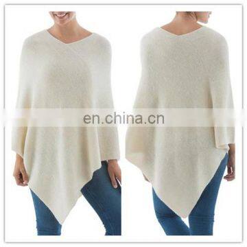 Wholesale Ladies Knitted long sleeve sweater fashion Solid Color Soft Wool Sweater Poncho