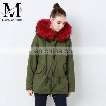 2016 Top Selling Fashion European Outwear Warm Raccoon Fur Collar Hood Winter Jacket Parka photo-3