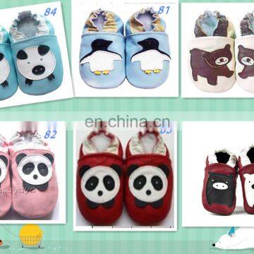 Newborn Baby Shoes Cow Leather Soft Sole Loafers Hot Pink Cherry Pattern photo-3