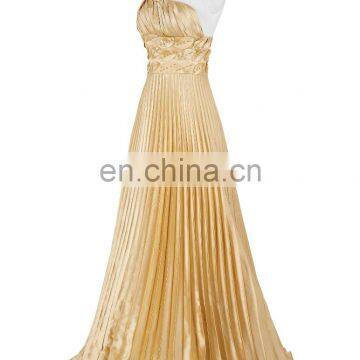 Grace Karin Long Gold Evening Dresses Special Occasion Women Pleat Satin Evening Gowns One Shoulder Prom Party Dress CL6033 photo-2