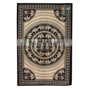 Indian Tapestry Wall Hanging Wheat Color Elephant Round Twin Size Bedding wall tapestry