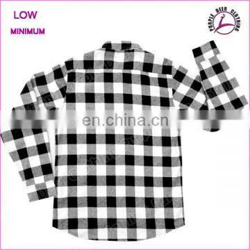 Mens Black White Check Pattern Cotton Shirt Long Sleeve Thick Flannel Shirt photo-2