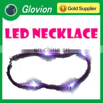 Fashion flashing necklace glovion fluorescent necklace cheap plastic bead necklace