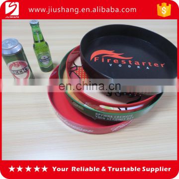 Different styles round plastic bar serving trays