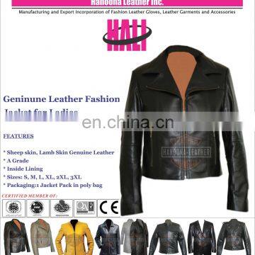 Unique design genuine leather jacket women