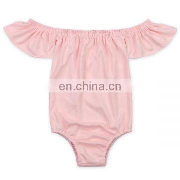 Girl Off Shoulder Suede Sunsuit Wholesale Baby Leotards Baby Bubble Romper