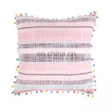 Pink Stripe Printed Cute Colorful Pompom Home Indoor Decorative Throw Pillows/cushion photo-2
