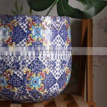 European Art Ceramic Planter Custom Garden Indoor Outdoor Large Fancy Vintage Purple Flower Pots for Home Decor photo-3