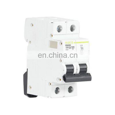 Wholesale top quality safe material intelligent Matis MM50H-2P 1-63A 380V 50/60hz mcb circuit breaker machine