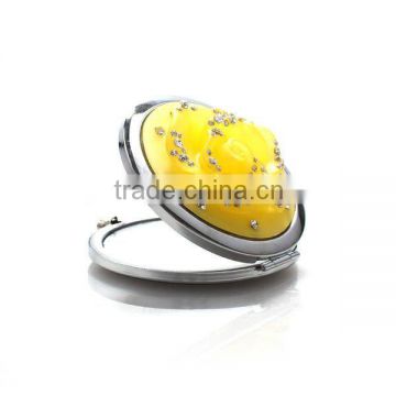 Fashion resin flower with rhinestone cosmetic mirror