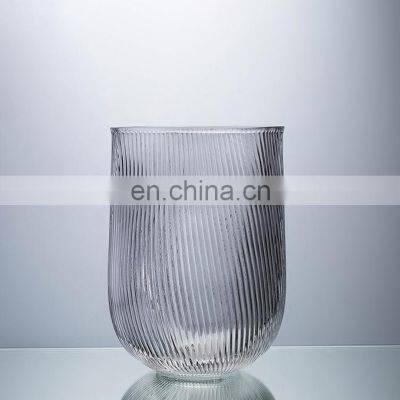 Home Decoration HandCraft Clear Glass Crystal Wedding Flower Vase photo-3