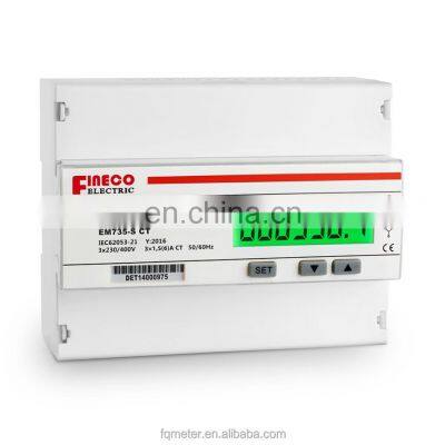 EM735-S CT 3*230/400V 1.5(6)A three-phase digits electronic watt-hour energy meter 380v three phase din rail meter